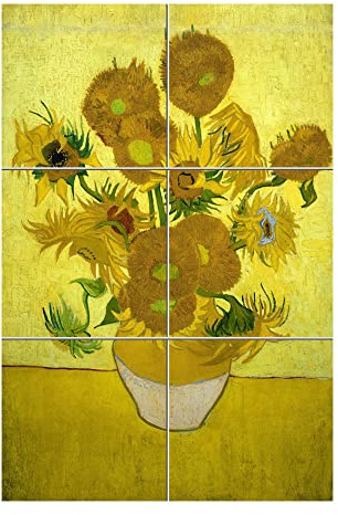 Napolamp Cuadro Mosaico de 6 baldosas cerámicas de cm. 20x20 con Linea Arte Print. Tamaño del Mosaico cm. 40x60