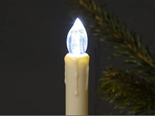 Trango 24-flammig 340047KW Außen LED-Christbaumkerzen Outdoor Weihnachtskerzen kaltweiss leuchtend – 24 Kerzen mit Stecksystem Außenbereich leuchtende Weihnachten - Christmas Candle LED auswechselbar