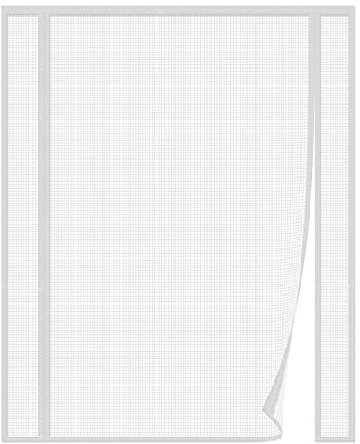 Risareyi Magnet Fliegengitter Tür 240x210cm, Weiß Fiberglas Netz Insektenschutz Balkontür Magnetvorhang Doppelter Seitliche Öffnung Fliegengitter Terrassentür Doppeltür Schiebetür, Ohne Bohren
