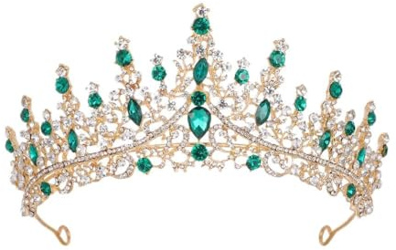 Hochzeit Braut Kristall Tiara Strasssteine Mädchen Haar Krone Prinzessin Stirnband Krone Haarschmuck für Hochzeit Verlobung Geburtstag Party Schönheitswettbewerb Bühnenauftritte,Grün