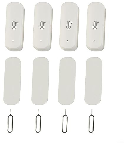 Capteur de thermomètre hygromètre Zigbee 4 pièces, capteur de température et d'humidité sans fil pour une utilisation intérieure et extérieure avec alarme de notification d'application à distance, fo