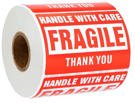 Newellsail Fragile Adesivi, Maneggiare con Cura Grazie Fragili, Fragile Avvertenza Imballaggio Etichette di Spedizione per Pacchi e Scatole, 500 Etichette (7,6 x 5,1 cm)