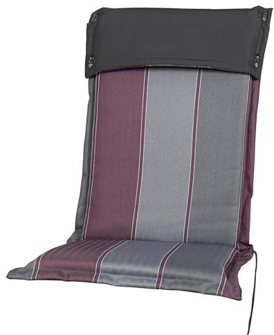 Auflage Hochlehner Georgia 90821-320 aubergine-grau gestreift 119x53x8 cm mit Reißverschluss Sun Garden