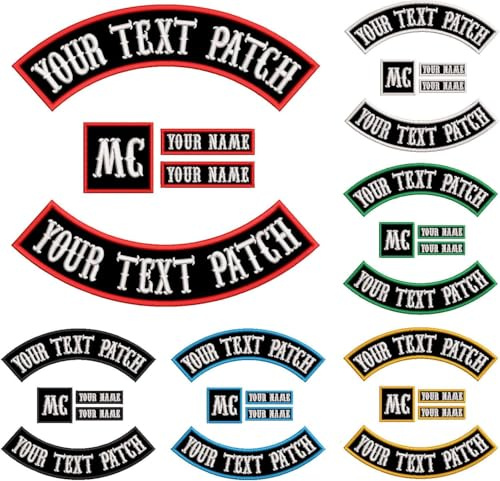 DIYEMB Bestickte Biker-Aufnäher, personalisierbar, Rocker-Aufnäher, Motorrad-Patch, für Veteranen, Weste oder Jacke, Schwarz, 5 Stück