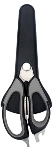Multifunction 6-in-1 Stainless Steel Heavy Duty Kitchen Scissors with Cover, Detachable Shears for Meat, Fish, Vegetable (Grey)