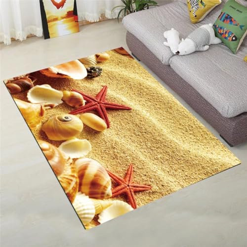Kunsen 160X230CM Großer Teppich Landschaftsmuster, schlicht, rutschfest, schmutzabweisend, niedriger Samtgehalt Carpet Store Gelb Flur Flokati