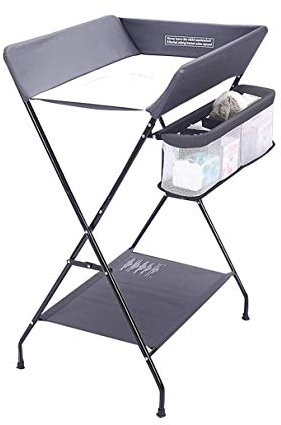 MMRTDJDR Gray Klappbarer Wickeltisch & Windelstation - Kompakter, sicherer und praktischer Kinderzimmer-Organizer