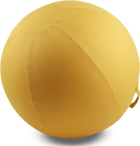 Theaque 65 cm Gymnastikball-Stuhlbezug, Pilates-Yoga-Ball-Abdeckung, Schwangerschaftsball-Abdeckung, Balance-Ball-Sitzbezug, für Sitzball, Fitnessball, faltbare Sitzbälle, Stoffbezug (Gelb)