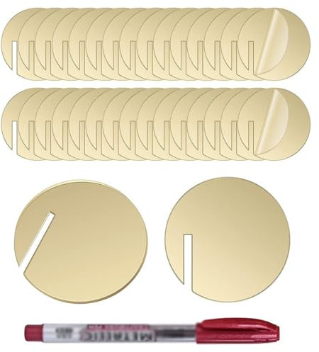 EIHI Marcatore per Bevande In Acrilico Etichetta - 30 pezzi segna bicchieri calici con 1 pennarello - segnabicchieri per calici da champagne,cocktail,martini,bar,feste(cuore d'oro)