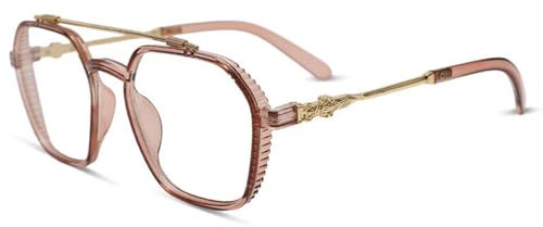 AOOLIA Blaulichtfilter Brille für Damen Herren Retro Frame Ohne Stärke Brille Computer Gaming Anti-Blaulicht Brillen (Braun)