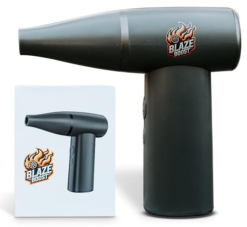 BlazeBoost Jet Air Blower - Jump Start Your Fireplace, Fire Pit,Charcoal Grill Or Campfire by Delivering A Ridiculous Amount of Oxygen to Your Fire 100,000 RPM Power with Rechargeable Battery