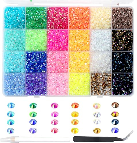 BetterJonny 12000 Strass Unghie, Kit Brillantini da Attaccare Make Up Flatback Strass 3mm Brillantini Colorato Flatback Perle Nail Charms con Pinzette e Matita DIY Brillantini per Unghie Bedazzling,C