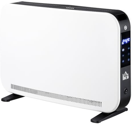 HOMCOM Calefactor Eléctrico 1830-2180W Calefactor para Baño con 3 Modos de Calefacción Pantalla Táctil LED Termostato Regulable Temporizador y Protección Contra Sobrecalentamiento para 12-18 ㎡ Blanco