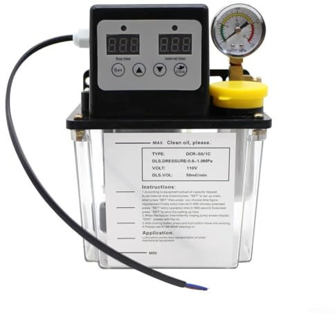 Pompa di lubrificazione automatica per olio, pompa di lubrificazione elettromagnetica, controllo numerico per tornio CNC con manometro (1L)
