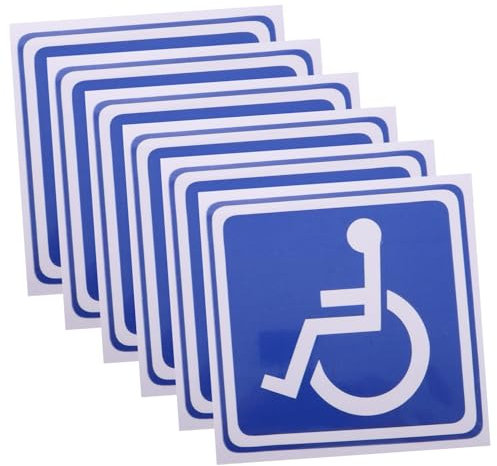 GLEAVI 6blätter Schild Für Rollstuhlfahrer Aufkleber Für Behindertentoilette Türschild Für Behindertengerechte Parkplätze Selbstklebendes Kfz-zubehör Wetterbeständiges Material Für Fenste