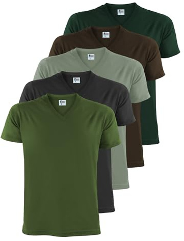 ALPIDEX Herren T-Shirt 5XL Übergröße 5er Set V-Ausschnitt Baumwolle Forest