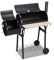 Jaxguom Holzkohle Grill Multifunktionaler mit Thermometer, Räucherofen und Grillfunktion, Grill mit Deckel, Rädern, Grillwagen mit Luftregulierung