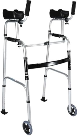 Andador con asiento para personas mayores Andadores con ruedas para personas mayores - Andadores livianos para personas mayores con ruedas de 5 y apoyabrazos acolchados extraíbles, andador con plata