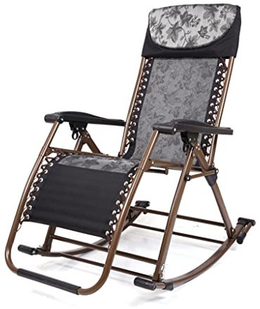 Schaukelstuhl-Relaxsessel, Klappstühle für draußen, Verstellbarer Chaiselongue-Sessel mit dickem, abnehmbarem Kissen, Getränkehalter, Metallrahmen, Schwerelosigkeitsstühle mit Pil, Stil