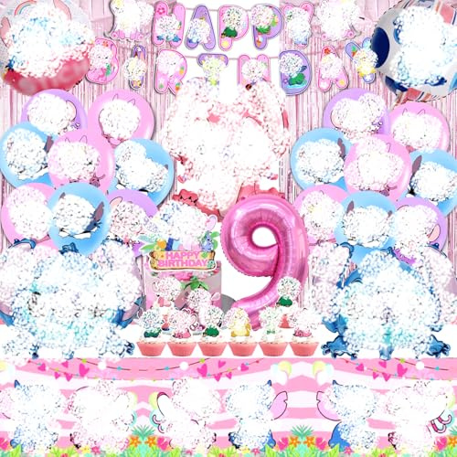 52pcs Lil Und Stitc Geburtstagseko, Stitc Geburtstag deko 9 Jahre, Stitc Party Deko Set, Stitc Deko Geburtstag, Stitc Tortendeko, Luftballon, Stitc Kuchen Deko, Tischdecke fur Kindergeburtstag