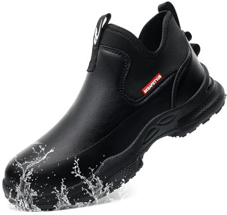 NACKINg Chaussures de Cuisine Hommes Femmes Antidérapantes Chaussures de Travail Imperméable Léger Confort Baskets de Chef, Noir, EU 41
