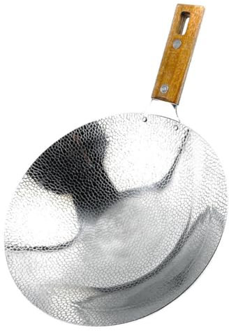 CLISPEED Olla de Carne Frita Sartén de Acero Inoxidable para Freír Verduras Sartén Wok de Acero Inoxidable para Restaurante Wok Tradicional con Mango