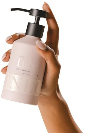 The Natural Love Company - Simply Lube Strawberry 300ml Organic Water Based | Organic Ingredients, Water-Based, Refillable, Toy Safe, Condom Safe, Naturally Soothing, Pump Designed for Travel, Vegan