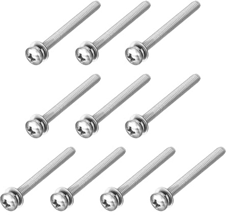 QUARKZMAN 10Pz M4 x 40mm Viti a Testa Bombata a Croce con Rondelle Elastica e Piatta, Kit Vite con Rondelle in Acciaio Inossidabile 304 per Legno Plastica Fissaggio Filo