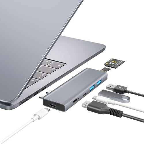 ZanBix USB C Hub, 7-in-2 USB Adattatore per MacBook Pro Air Thunderbolt 4 Dock HDMI 4K, 100W PD, 40Gbps, USB-C 3.0, 2 USB-A 3.0, Lettore Schede SD/TF, Compatibile con MacBook M1/M2/M3/M6