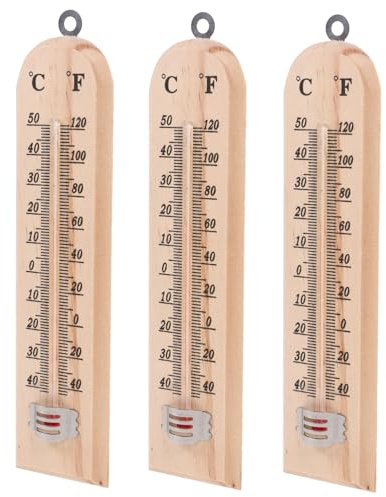 Termometro da Giardino Sospeso Multiuso in Legno 3 Pezzi