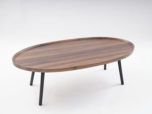 Wiyuer mesa de centro ovalada de madera, auxiliar 120 x 60 x 38 cm, estilo nórdico, para salón, oficina, cafetería (pino)