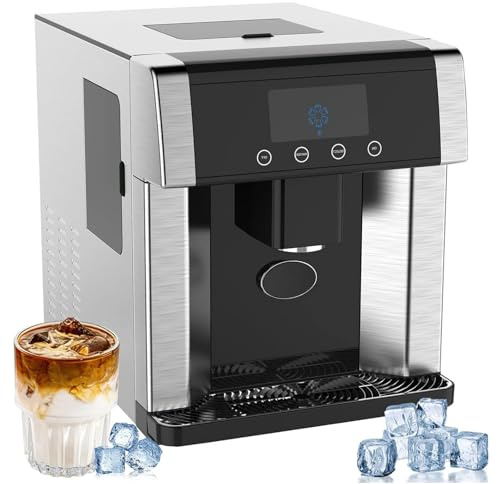 Macchina per il ghiaccio - Macchina per il ghiaccio trasparente 2 in 1 con display LCD, 3 dimensioni di ghiaccio a proiettile, doppio metodo di ingresso dell'acqua per un facile uso domestico