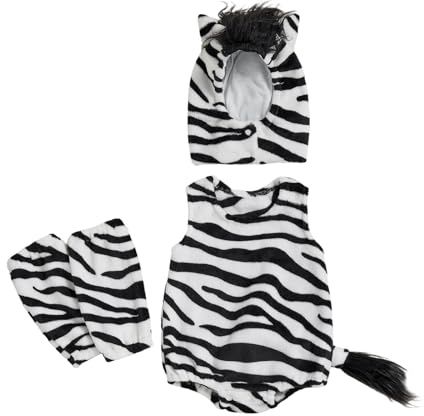 Qianderer Baby Zebra Kostüm Kreativer Halloween Cosplay Ärmelloser Strampler mit Hut und Beinstulpen für Party (Weiß, 12-18 Monate)