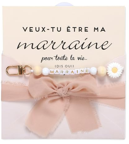 Otuuz Cadeau Marraine Demande Porte-Clés Annonce Grossesse Marraine Cart Idée Cadeau Originale pour Baptême Communion Anniversaire Noël