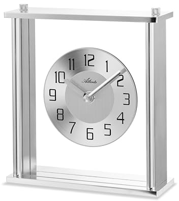 Atlanta Tischuhr Glas Metall Gehäuse Analog Quarz Silber - 3117/19