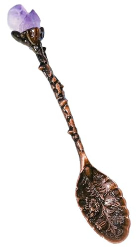 FUNNETOYU Coffee Spoon with Delicate Polished Design Vintage Style Crystal and Zinc Alloy Safe and Healthy Dessert Spoon for Household Use and Portable Tea Stirring