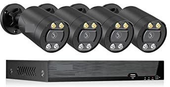 ERETYRET Di Telecamere Di Sicurezza POE 8MP Nvr Kit Registrazione Telecamera IP Esterna Sicurezza Protezione Set Di Videosorveglianza Facile Da Installare(None,4CH NVR and 4 Camera)