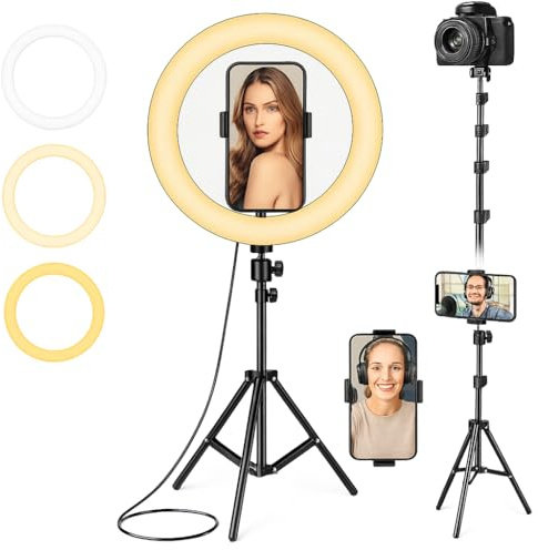 12 inch Ring Light with Tripod Stand and Phone Holder | LED Ringlight | Great for Streaming, Youtube, Gaming, Tiktok, Makeup Videos | Professional Ring Lights