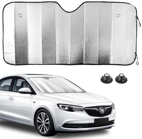 BNGXR Couverture Pare Brise Voiture, Protege Pare Brise Givre Contre Les Rayons UV et la Chaleur Bache de Protection Hiver pour Protection Contre Soleil, Poussière, Feuilles, 140 x 70 cm, Argent