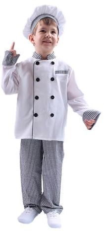 Costume da cucina per bambini con cappello da cuoco grembiule – ideale per giocare a ruolo, cucinare, feste, molto altro ancora.