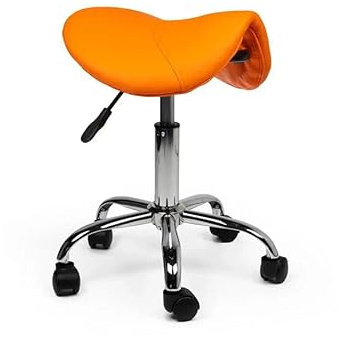 Dromerio Sattelhocker Orange Auf Räder - Niedrig (40-56cm) / ohne Fußstütze/Standardmäßige Räder