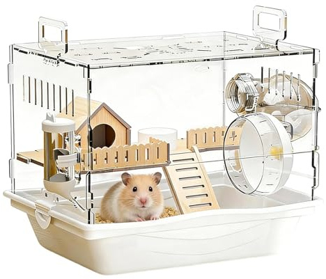 Stort Hamsterbur, Transparentt Husdjurshabitat, Ventilerad Habitat, för Igelkott, Chinchilla, Dvärghamster, Gerbil, Kanin