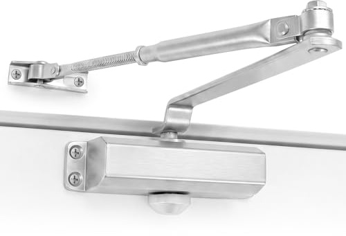 Chiudiporta automatico con Flex-Stop & Hold Open, chiusura ammortizzata idraulica a 2 velocità per porte da 25 a 65 kg, meccanismo di chiusura automatica silenzioso regolabile per uso domestico e