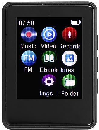 Qudinip MP3 Player Bluetooth 5.0 Portable Music Device with 1.77 Inch Touch Screen for Music Lovers and Students Black (With 64G Memory Card)