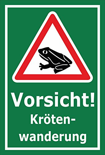 Melis-Folienwerkstatt Schild Vorsicht - Krötenwanderung – 15x10 cm – 3mm Aluverbund – mehrere Größen/Materialien