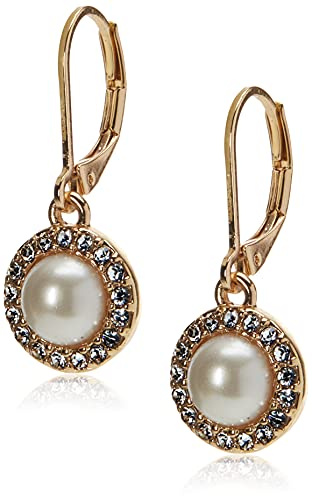 Anne Klein Women's White Pearl Halo Drop Earrings, Size: 0