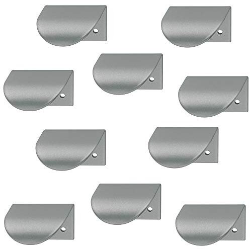 Gedotec Möbelgriff silber Schranktür-Griff Spiegeltür Griffleiste L-Form H10288 | Lochabstand: 32 mm | weiß-aluminium RAL 9006 | 10 Stück - Schrankgriffe gebogen für Schubladen & Küche