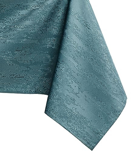 AmeliaHome Tischdecke 100x100 cm rund Tischtuch Tafeldecke Vesta | Fleckschutz Lotuseffekt Abwaschbar Wasserabweisend Ornament Petrol