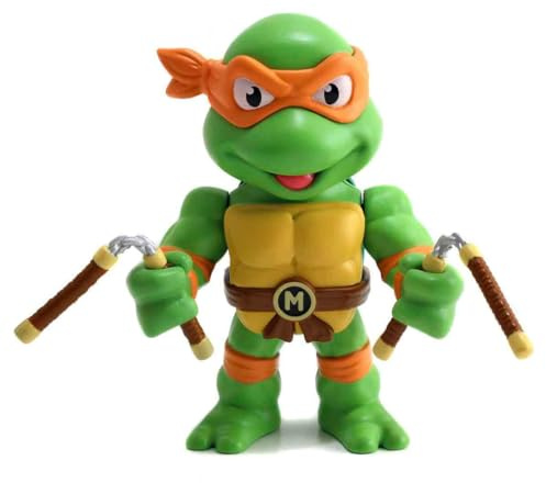 Jada Toys 253283002 Turtles Michelangelo Figur aus Die cast, 10 cm, Sammelfigur, Druckguss, grün/orange