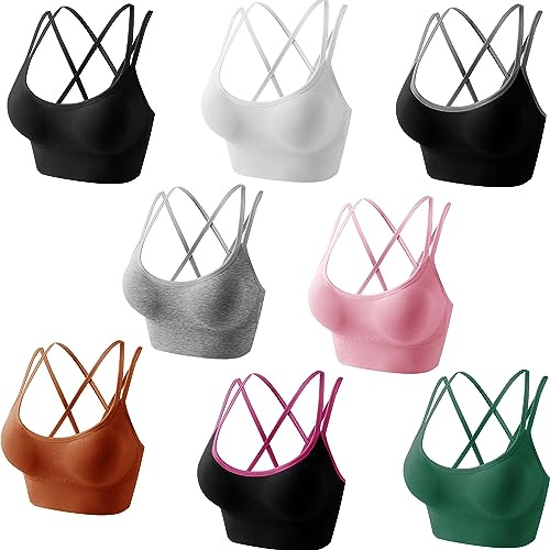 Libella Mujer Sujetador Deportivo Push Up Bustier con Amplio Correas Fitness Yoga Camisetas Sin Mangas 3714